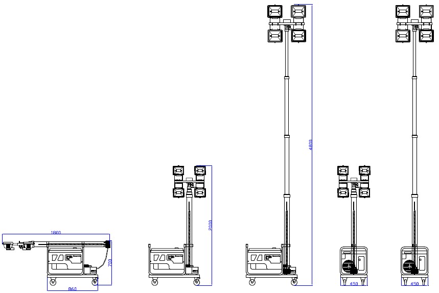 dimension of Light Tower Pht-540-G1